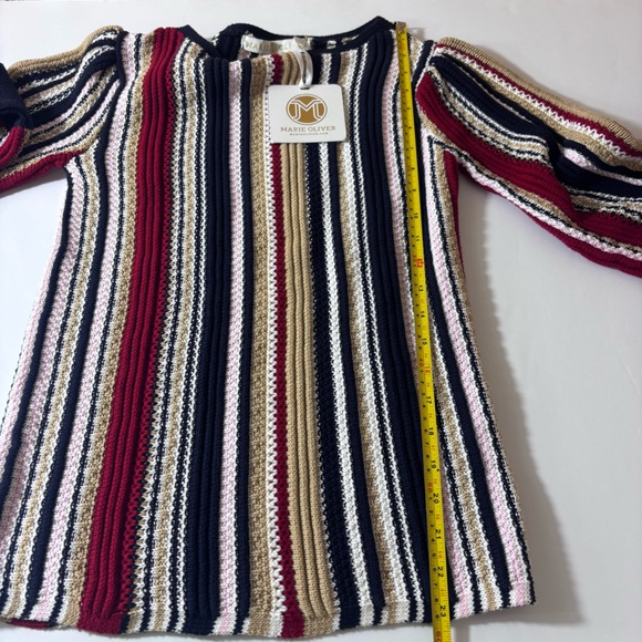 Marie Oliver Knit Sweater Striped Ribbed Cuffs Boat Neck Multi-Color Size Small - Picture 12 of 15
